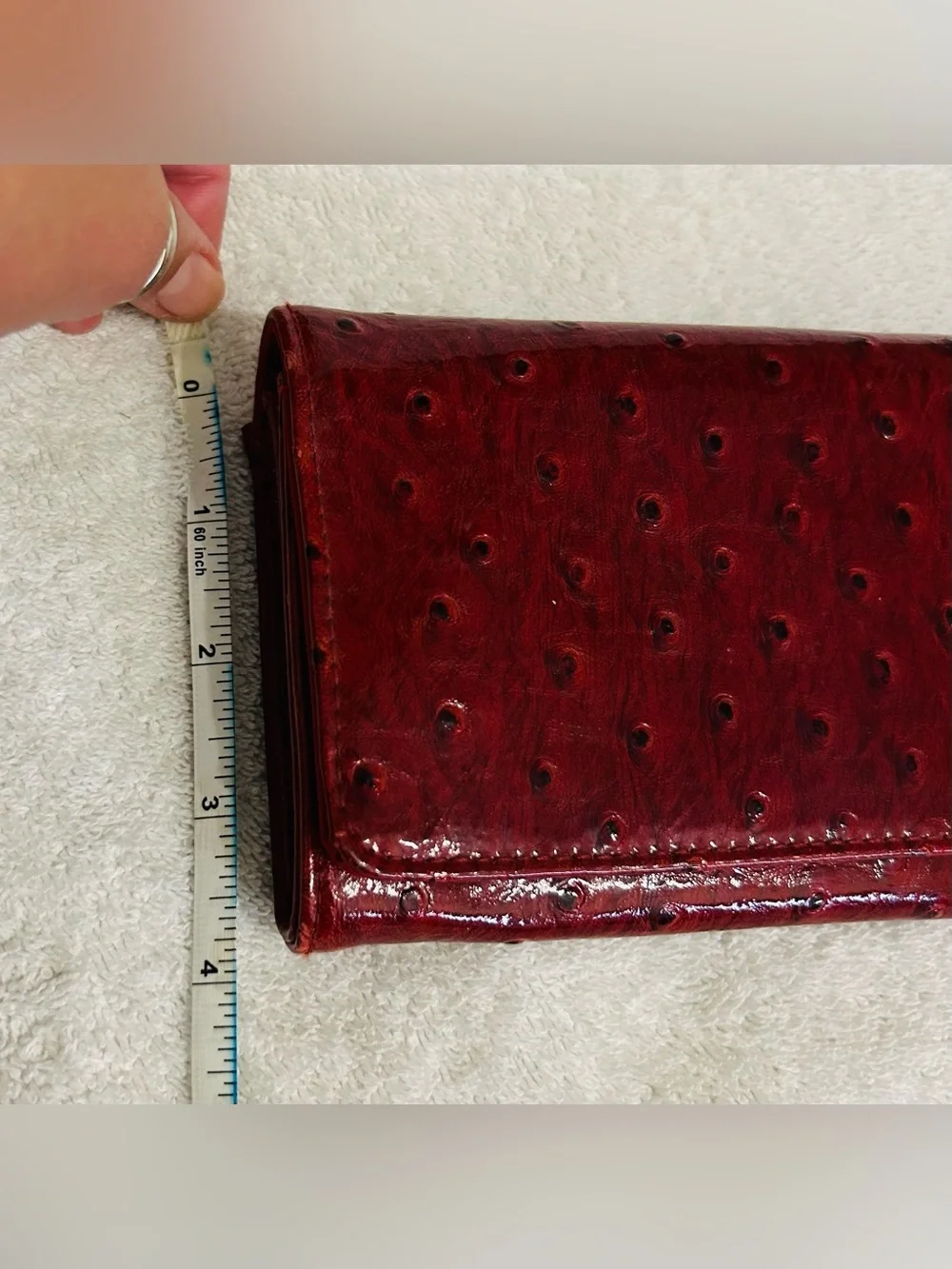 Red Textured Wallet Clutch